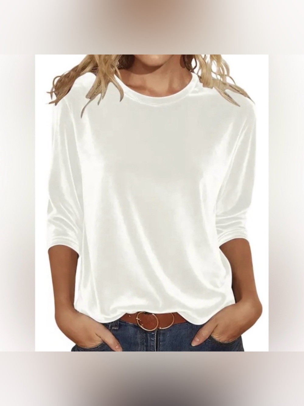 Snow White Velvet Top XL Long Sleeve Crew Neckline NWT Astrid